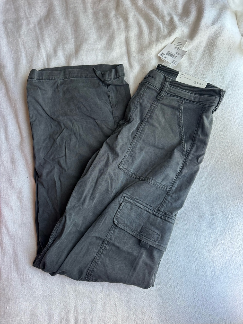 American Eagle Super High Rise Baggy Wide Leg Cargo Pants Gray Size 4